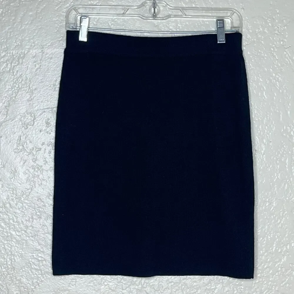Valerie Bertinelli Pencil Skirt Women's Merino Wool Pull Up Black Size Small